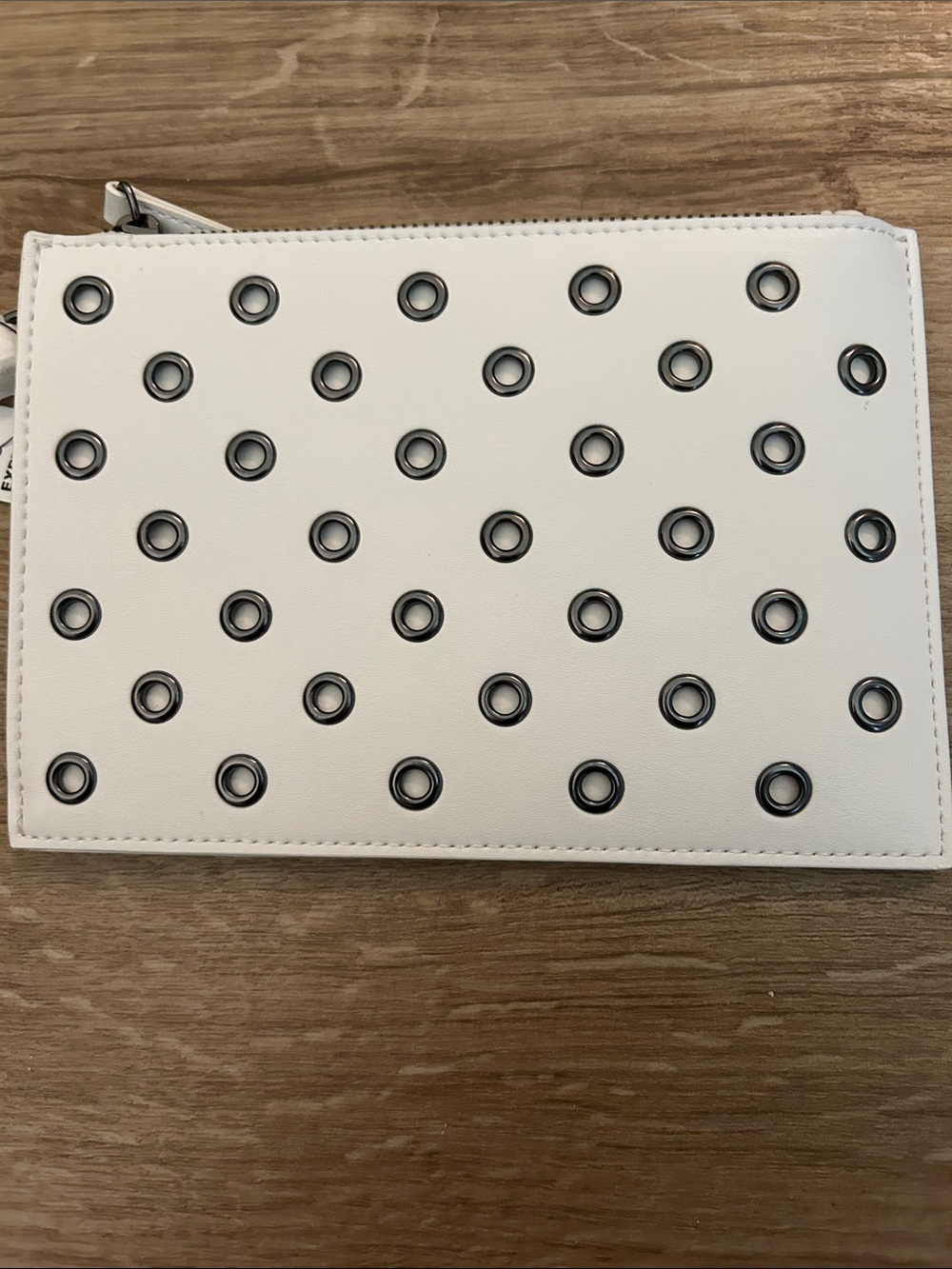Express White Wristlet Clutch with Grommet Detail